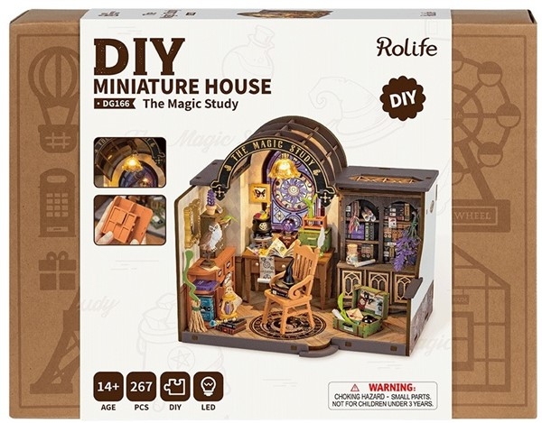 The Magic Study - Byggesett m/ lys - DIY Miniature Room