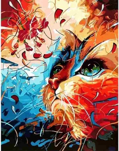 Paint by numbers - Abstrakt fargerik katt 40x50cm