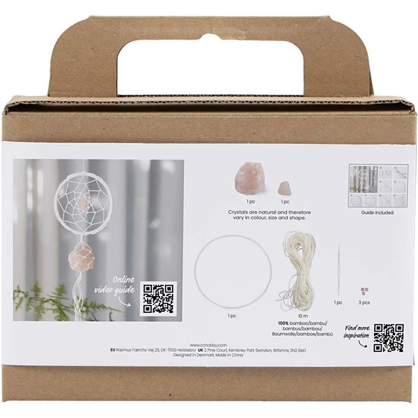 Mini DIY Kit Makramè - Drømmefanger Med Krystall Av Rosenkvarts