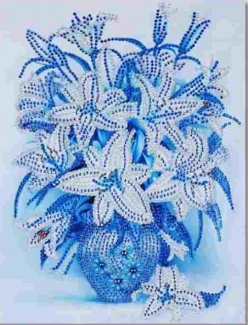 Diamond painting - Blå blomstervase