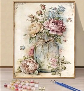 Paint by numbers - Vintage blomster 40x50cm
