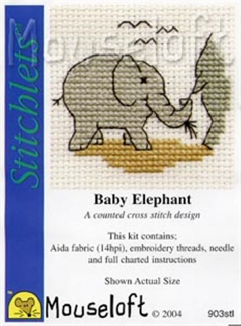 mini korssting - broderi pakke - baby elefant