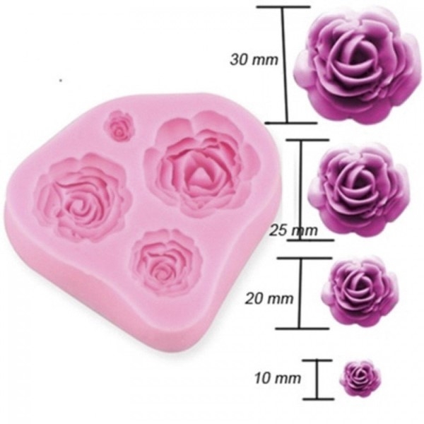 Silikonform - 4 små roser (1)