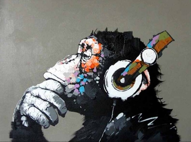 Paint by numbers - Monkey with Headphones 40x50 cm