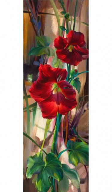 Diamond painting - Røde blomster 20x60cm