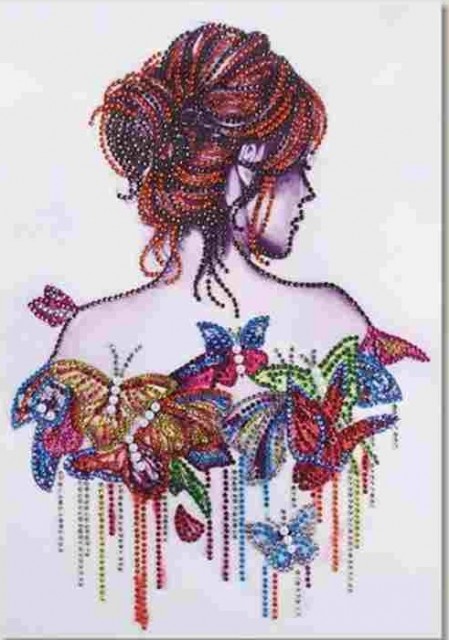Diamond painting - Kvinne med sommerfugler