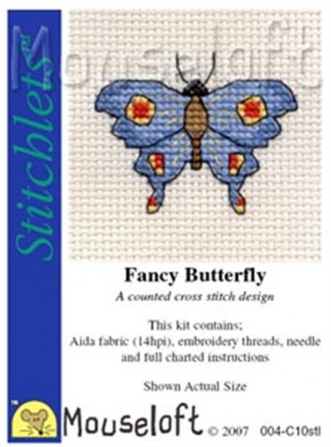 mini korssting - broderi pakke - fancy butterfly