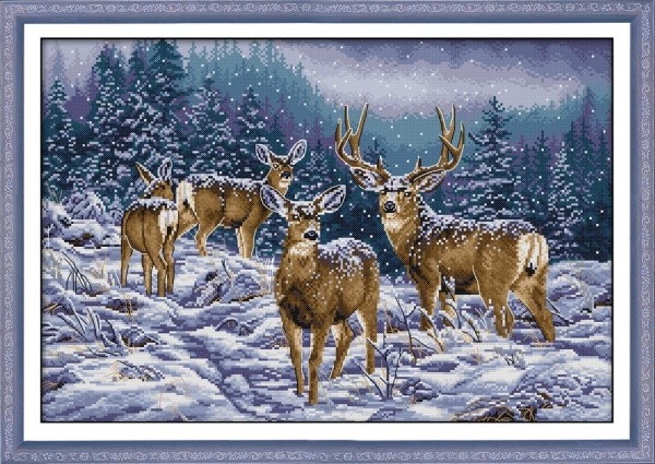 broderi - korssting pakke - Winter deer