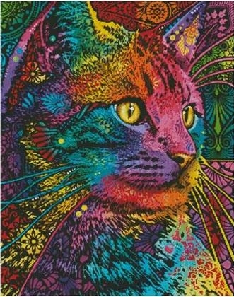 Diamond painting - Colorful Cat 40x50 cm