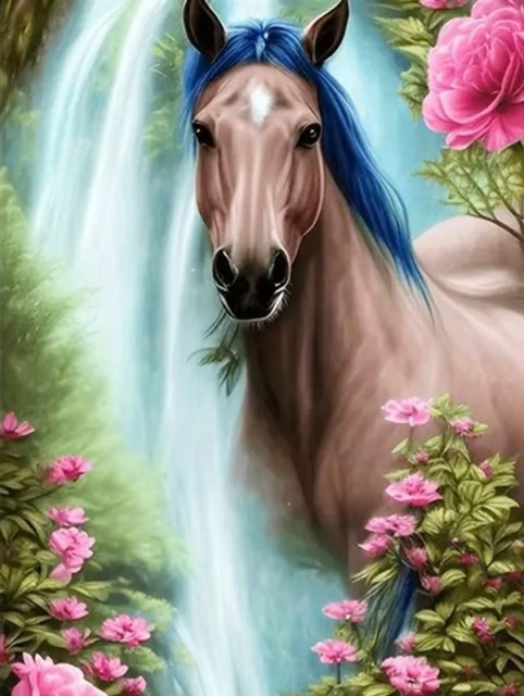 Diamond painting - Hest og roser 40x50cm