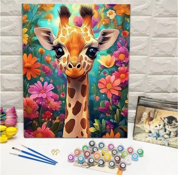 Paint by numbers - Giraff og blomster 40x50cm