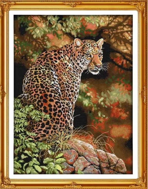 Korssting pakke - Gepard 38x49cm (påtegnet) 14CT