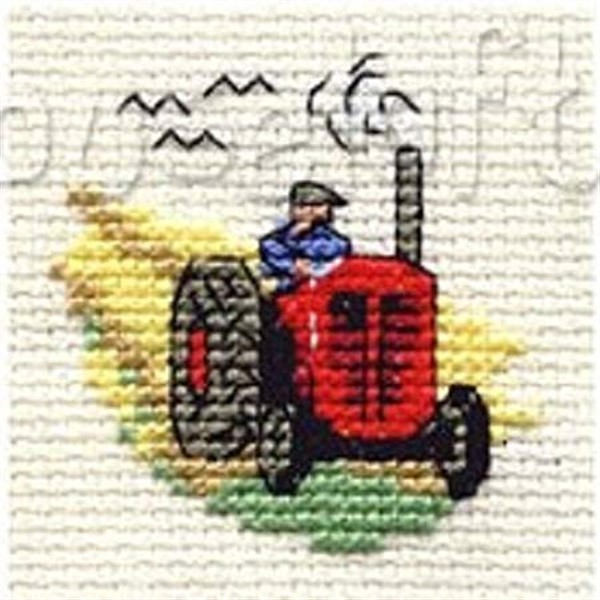 mini broderisett - korssting sett - red tractor