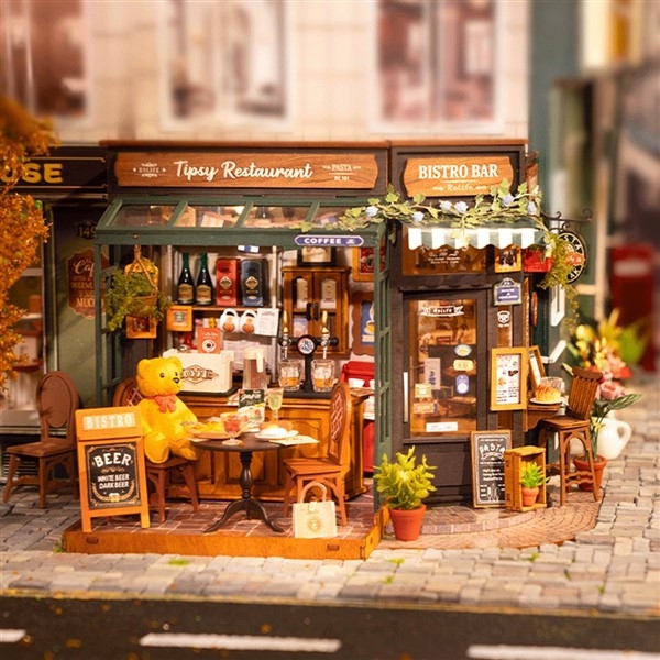 Tipsy Restaurant - Byggesett m/ lys - DIY Miniature Room