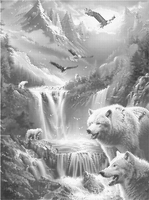 Dots painting / prikkmaling - Fjell og bjørner 30x4cm