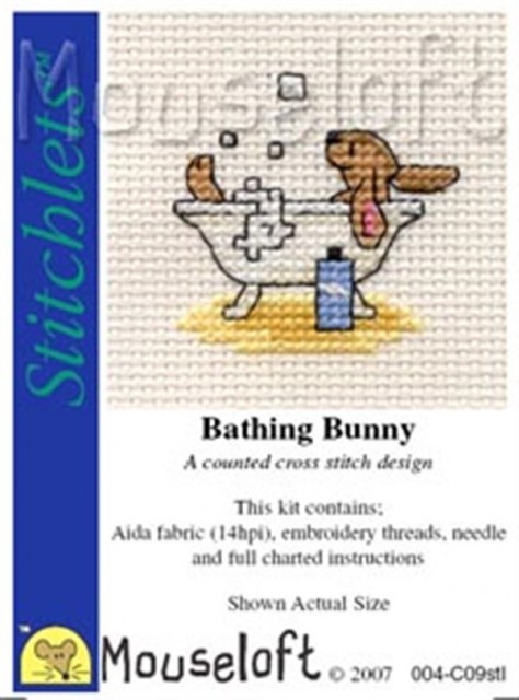 mini korssting - broderi pakke - bathing bunny