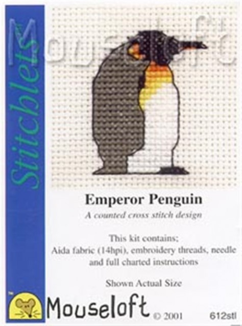 mini korssting - broderi pakke - emperor penguin