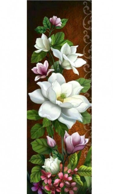 Diamond painting - Hvite blomster 20x60cm
