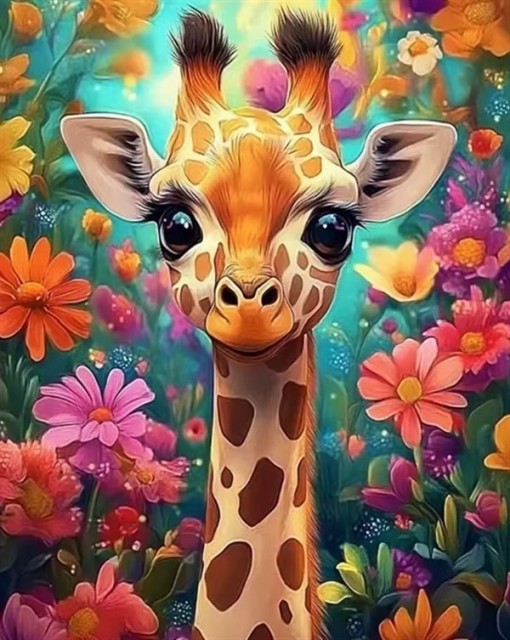 Paint by numbers - Giraff og blomster 40x50cm