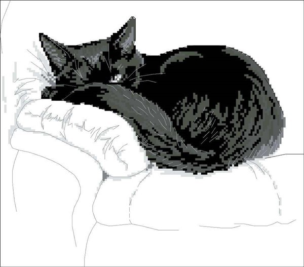 korssting pakke - svart katt i sofa 18 CT