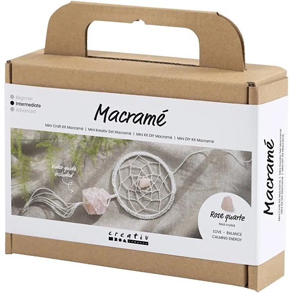 Mini DIY Kit Makramè - Drømmefanger Med Krystall Av Rosenkvarts