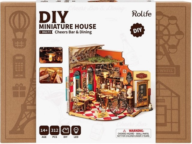 Cheers Bar & Dining - Byggesett i tre - DIY Miniature Room