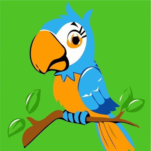 Paint By Numbers Funny Animals Papegøye 20x20cm BRAOGBILLIG.NO