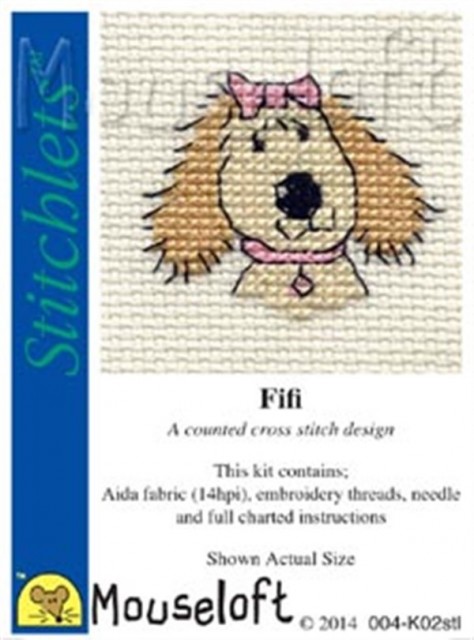 mini korssting - broderi pakke - hunden Fifi