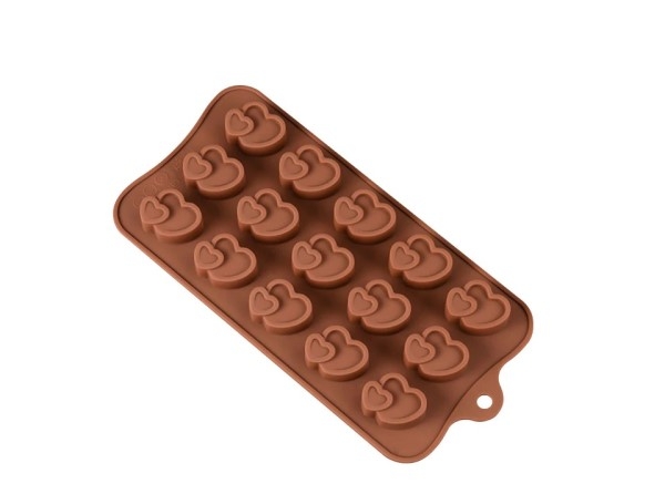 Sjokoladeform i silikon - dobbelhjerter