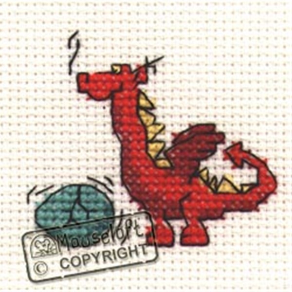 mini broderisett - korssting sett - red dragon