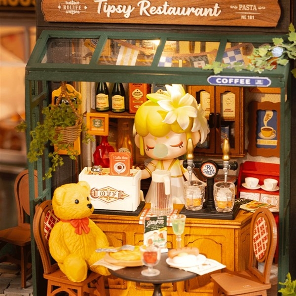 Tipsy Restaurant - Byggesett m/ lys - DIY Miniature Room