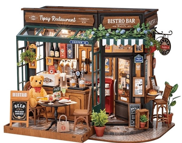 Tipsy Restaurant - Byggesett m/ lys - DIY Miniature Room