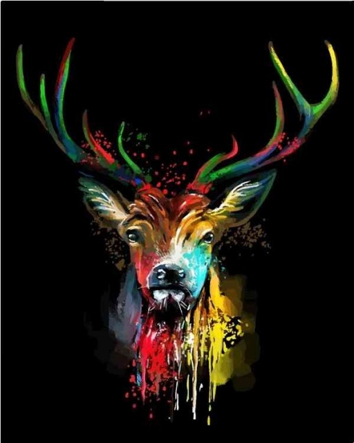 Painting by numbers sett - Dark deer 40x50cm