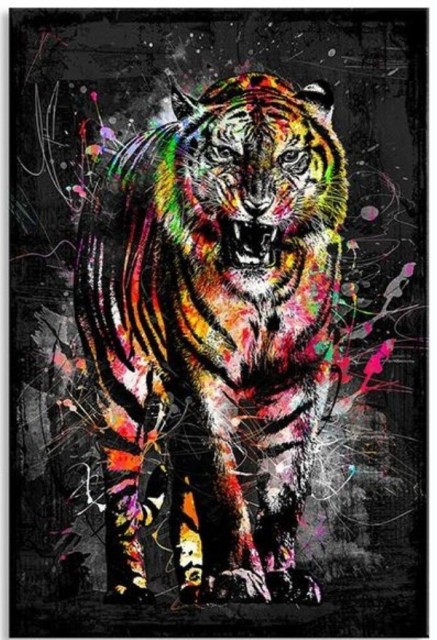 Diamond painting - Colorful Tiger 40x50cm