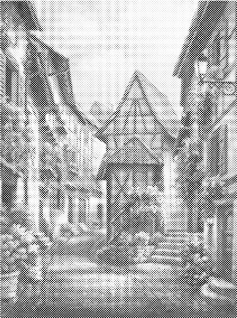 Dots painting / prikkmaling - Gammel bydel 30x40cm