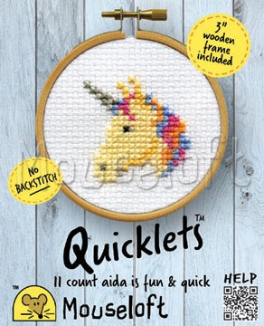Mini korssting med broderiramme 11CT - Unicorn