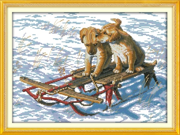 Korssting - broderipakke - søte hunde