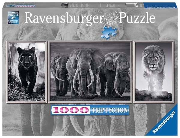 Ravensburger puslespill - Panter, elefant & løve 1000