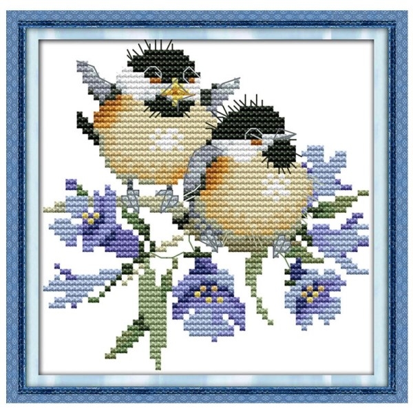 Korssting - broderipakke - Birds on Bluebell