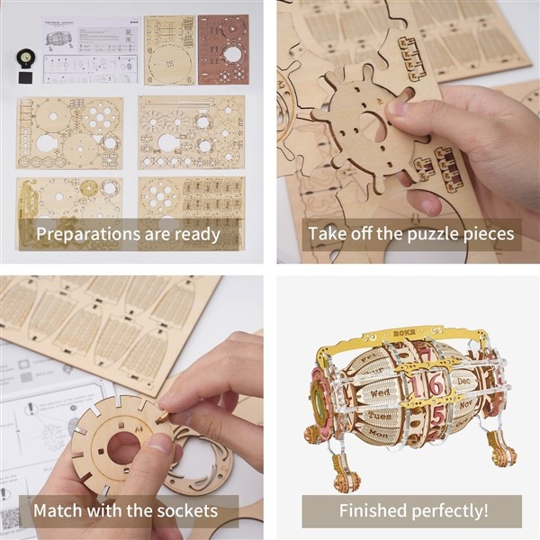 Time engine calendar - Byggesett i tre