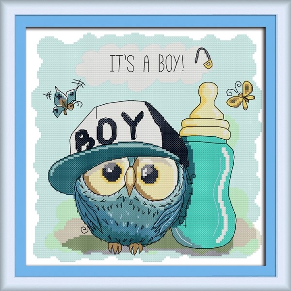 Korssting - broderipakke -  Owl baby