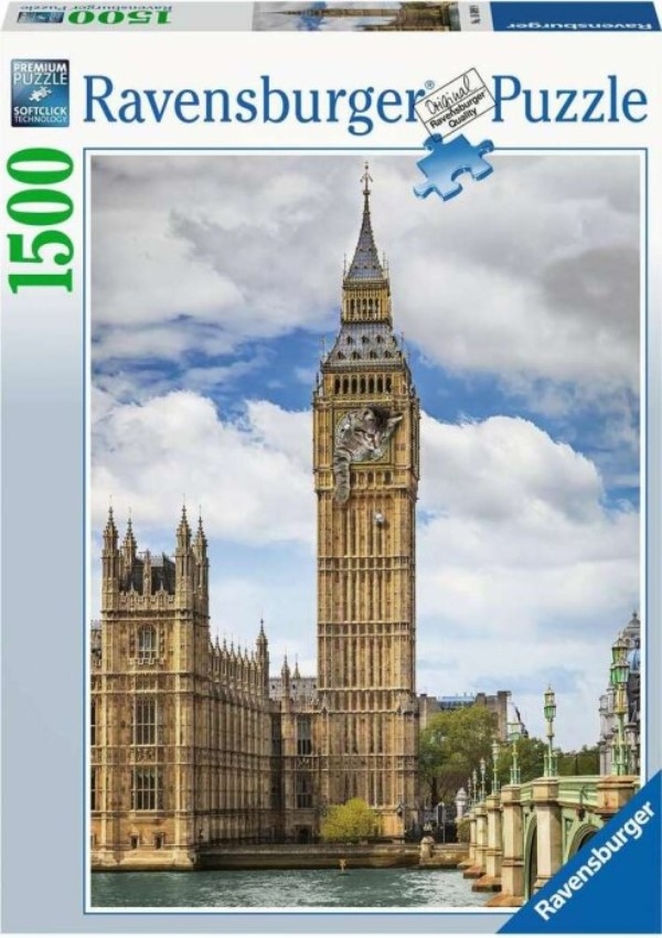 Ravensburger puslespill - Cat on Big Ben 1500