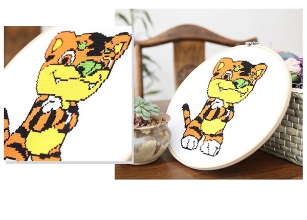 korssting med bambus ring 26cm - Tiger