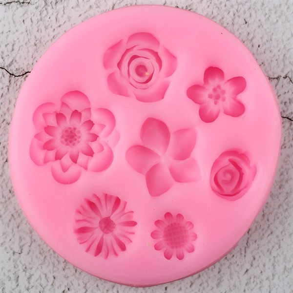 Silikonform - 7 stk mini blomster