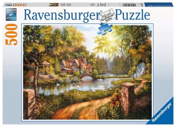 Ravensburger puslespill - Hytte ved elven 500