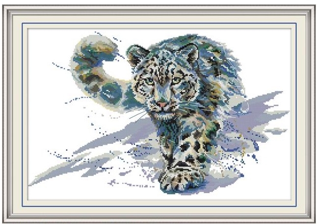 broderipakke - korssting pakke - Snø leopard