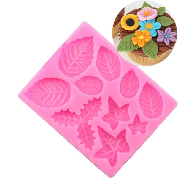 Silikonform - fondantform - forskjellige blader