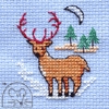 Mini korssting m/ kort & konvolutt - Winter Stag