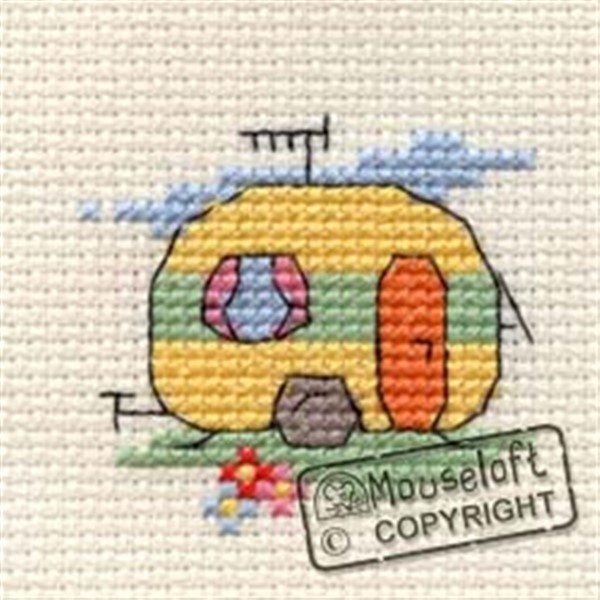 mini broderisett - korssting sett - campingvogn - caravan