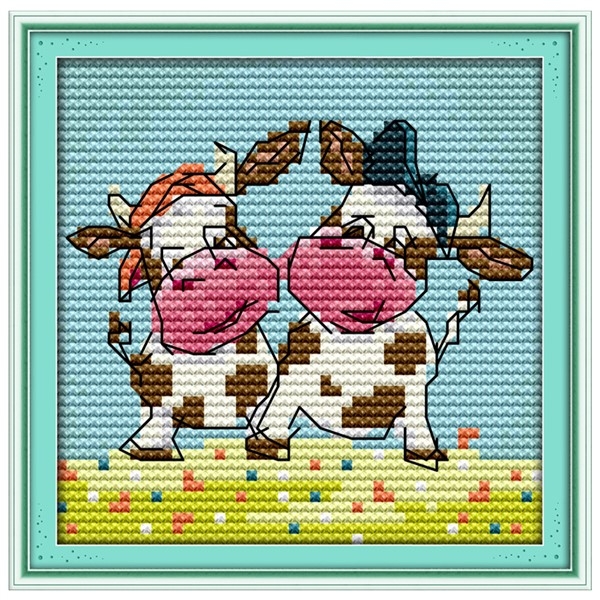 korssting - broderi pakke - Happy calves